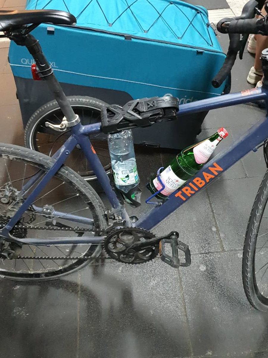 Detail des mobilen Setups am Fahrrad